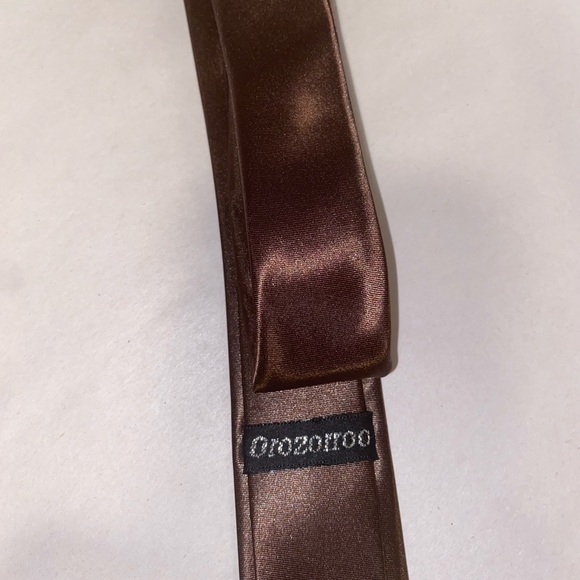 Orozorro Men Brown 109% Polyester Tie - Picture 5 of 5
